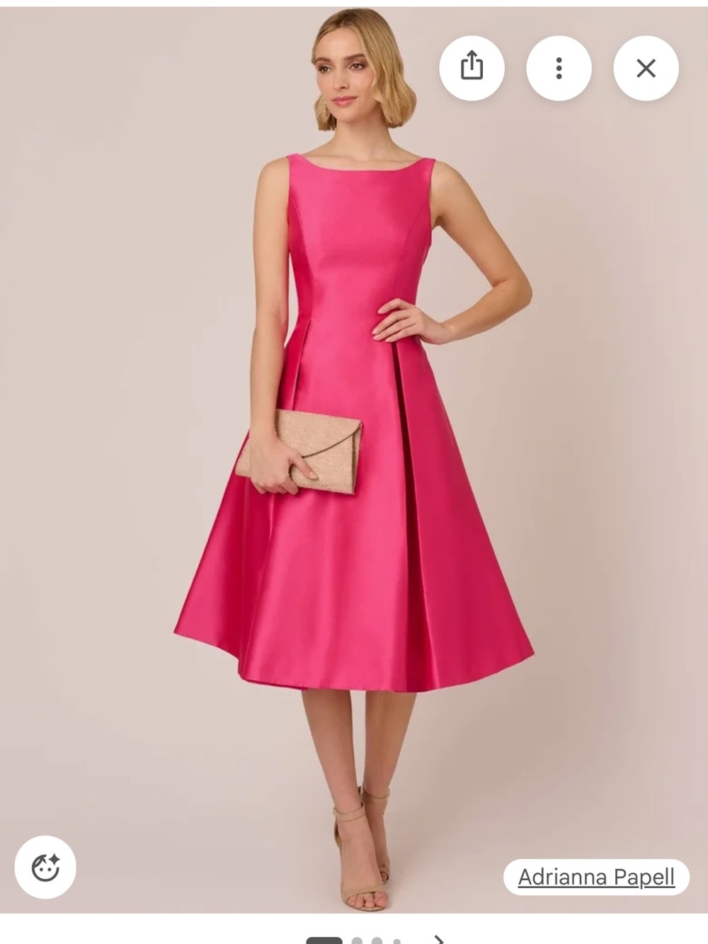 Adrianna Papell Hot Orchid Midi A-Line Sleeveless Dress